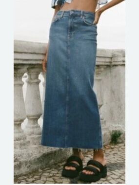 Zara Blue Denim Maxi Skirt